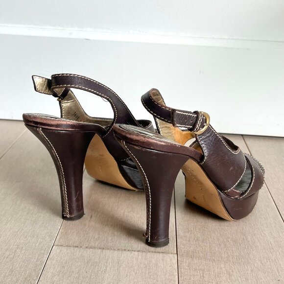 Barbara Bui Brown Open Toe Heels - Picture 5 of 8